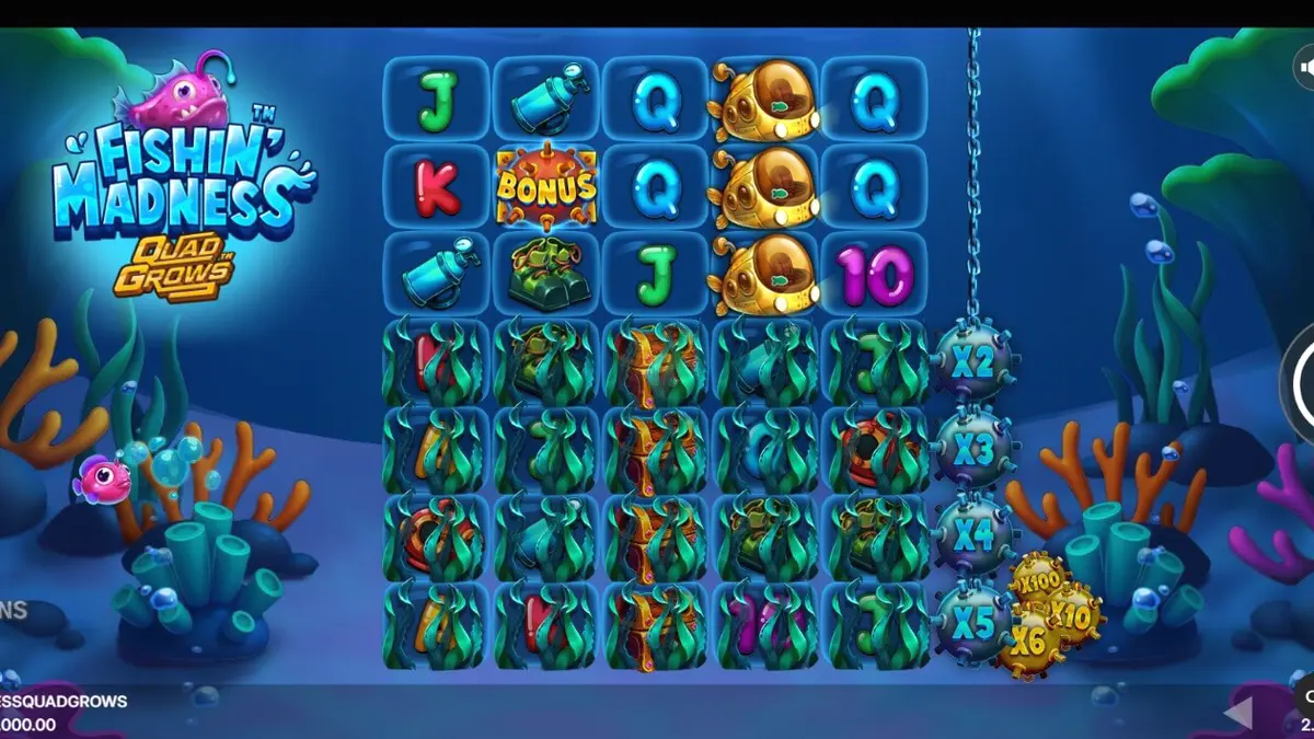 Fishin’ Madness Quadgrows underwater slot interface