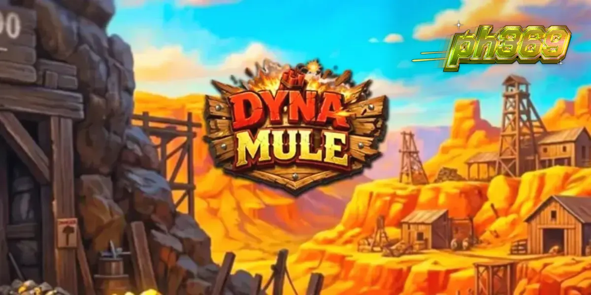 Isang makulay na screen ng Dyna Mule slot na nagpapakita ng mga mekanikal na simbolo at wild sa isang minahan.